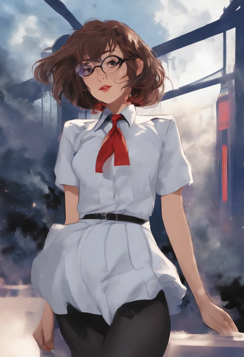 retrato da obra-prima do sorridente Rei Ayanami (Evangelion), Evangelion (Hideaki), caustics, High resolution illustration, olhos vermelhos, Feminino, sem alunos, cabelos azuis, short hair, Japanese school uniform, Sapatos, SWpunk, Synthwave, respingos de tinta, shaded flat illustration, arte digital, trending on ArtStation, altamente detalhado, detalhes finos, intrincado, Splatter, Fugir, Vaporware, cores neon