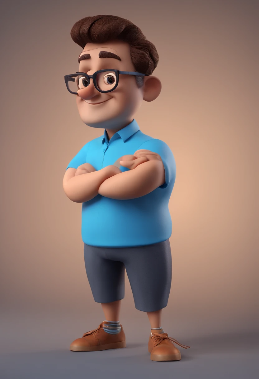 Cartoon character of a man with black glasses and a blue shirt, animation character, Caractere estilizado, animation style rendering, 3D estilizado, Arnold Maya render, 3 d render stylized, toon render keyshot, Personagem 3D, Personagem 3D, 3d rendering stylized, 3 d character render, personagem de desenho animado, Personagem de close up, Pose de personagem,  (Estilo Pixar) (master part:1.2) (Bokeh) (best quality) (pele detalhada) (textura detalhada) (8k) (argila) (Cinematic lighting) (foco nítido