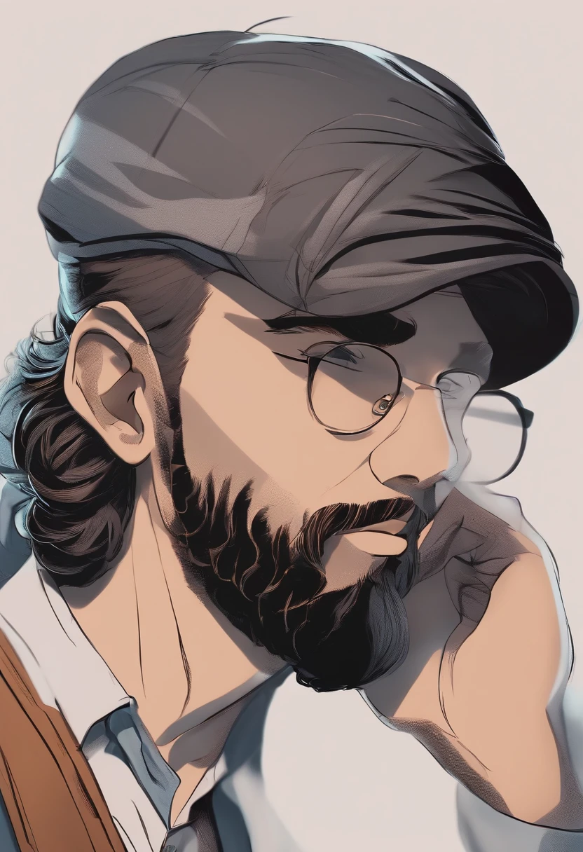 personagem dos desenhos animados de um homem cabelo curto e barba curta uma camisa preta, animation character, Caractere estilizado, animation style rendering, 3D estilizado