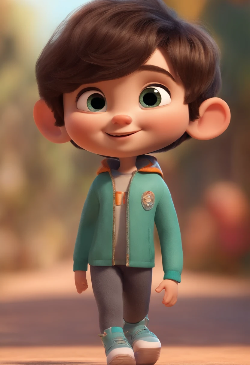 a happy cute standing short hair, vestindo uma fantasia espacial, , fundo branco, barnet, tom, Estilo Pixar, ..3d, desenhos animados, rosto detalhado, asymmetrical 16k