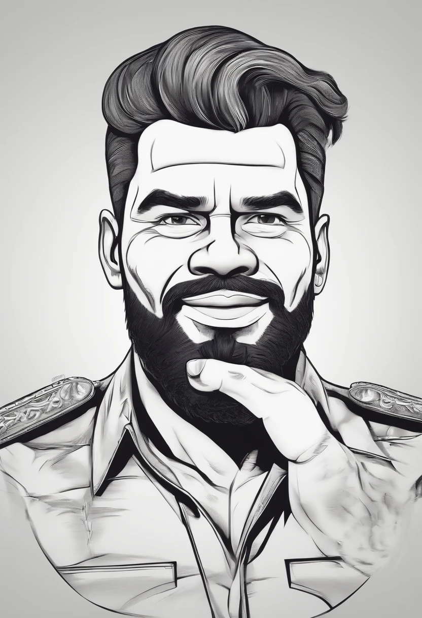 Personagem de desenho animado de um homem uma camisa polo preta, cabelo ondulado, With beard and old school tattoo on his arm, animation character, oficina de adesivos ao fundo Caractere estilizado, animation style rendering, 3D estilizado, Arnold Maya render, 3 d render stylized, toon render keyshot, Personagem 3D, Personagem 3D, 3d rendering stylized, 3 d character render, personagem de desenho animado, Personagem de close up, Pose de personagem,  (Estilo Pixar) (master part:1.2) (Bokeh) (best quality) (pele detalhada) (textura detalhada) (8k) (argila) (Cinematic lighting) (foco nítido