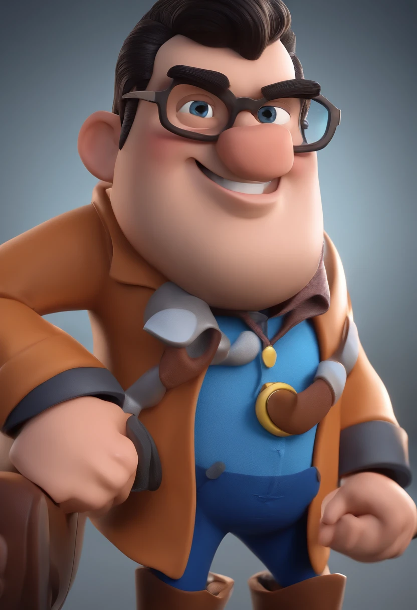 Cartoon character of a man with black glasses and a blue shirt, animation character, Caractere estilizado, animation style rendering, 3D estilizado, Arnold Maya render, 3 d render stylized, toon render keyshot, Personagem 3D, Personagem 3D, 3d rendering stylized, 3 d character render, personagem de desenho animado, Personagem de close up, Pose de personagem, (Estilo Pixar) (master part:1.2) (Bokeh) (best quality) (pele detalhada) (textura detalhada) (8k) (argila) (Cinematic lighting) (foco nítido