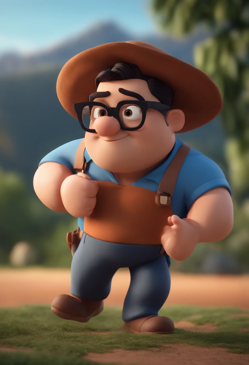 Cartoon character of a man with black glasses and a blue shirt, animation character, Caractere estilizado, animation style rendering, 3D estilizado, Arnold Maya render, 3 d render stylized, toon render keyshot, Personagem 3D, Personagem 3D, 3d rendering stylized, 3 d character render, personagem de desenho animado, Personagem de close up, Pose de personagem,  (Estilo Pixar) (master part:1.2) (Bokeh) (best quality) (pele detalhada) (textura detalhada) (8k) (argila) (Cinematic lighting) (foco nítido