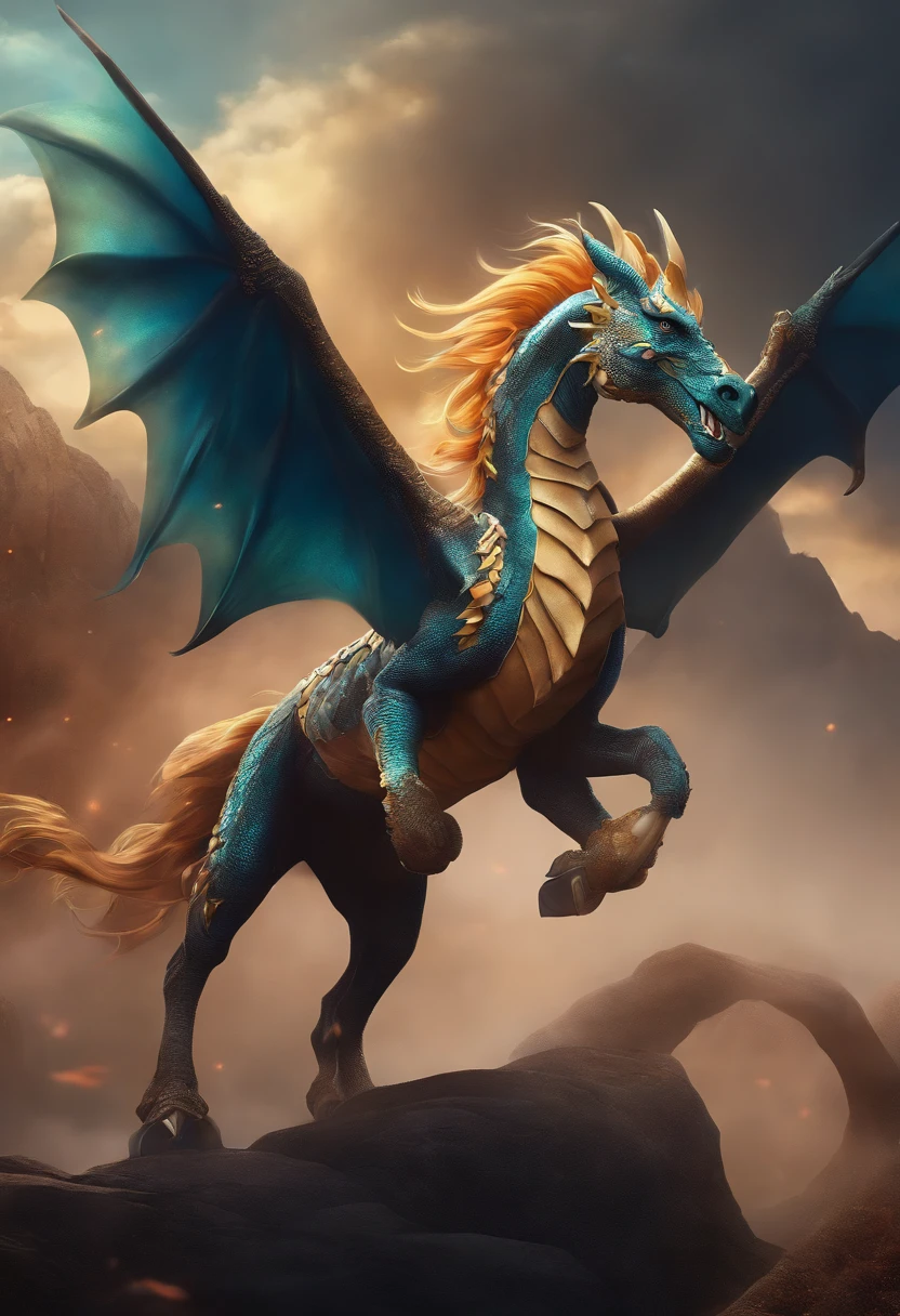 Anime cute dragon One horse