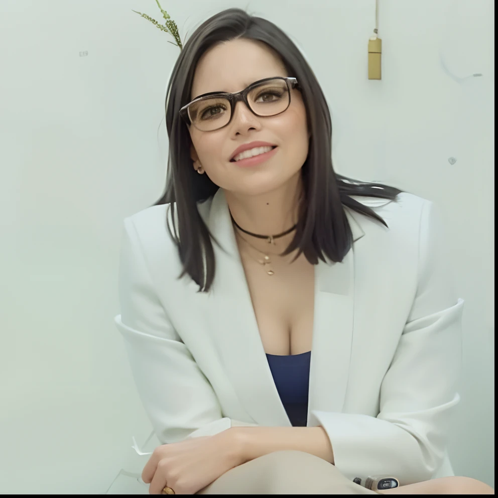 Woman in glasses sitting on a stool with a white jacket, fernanda suarez, Valentina Embaralhamento, Alanis Guillen, julia fuentes, Directed by: Nandor Soldier, Magda Torres Gurza, Lorena Avarez, Malika Favre, by Amelia Peláez, Adriana DXIM, Anos Imane, andrea rocha