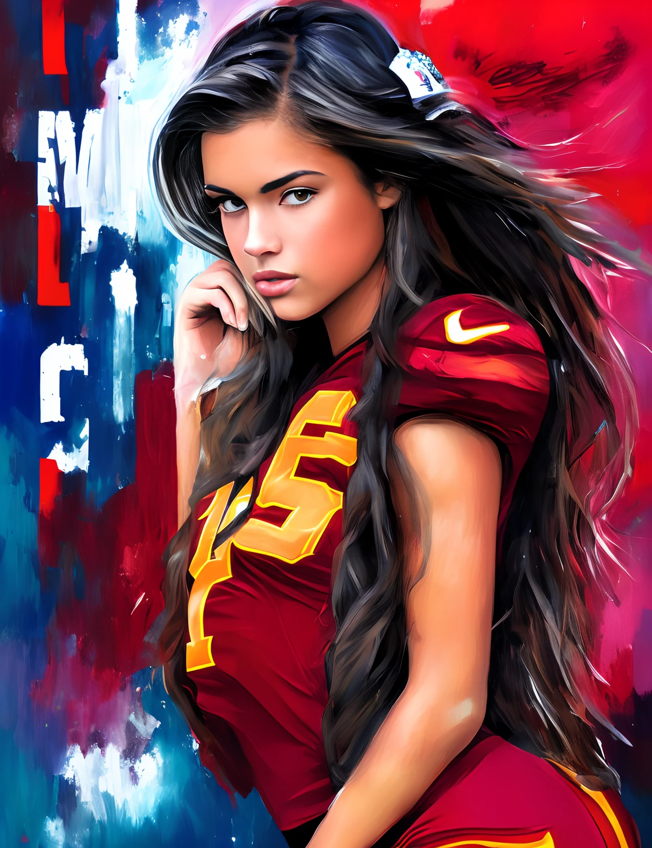 USC, football, brush stroke, girly, digital art