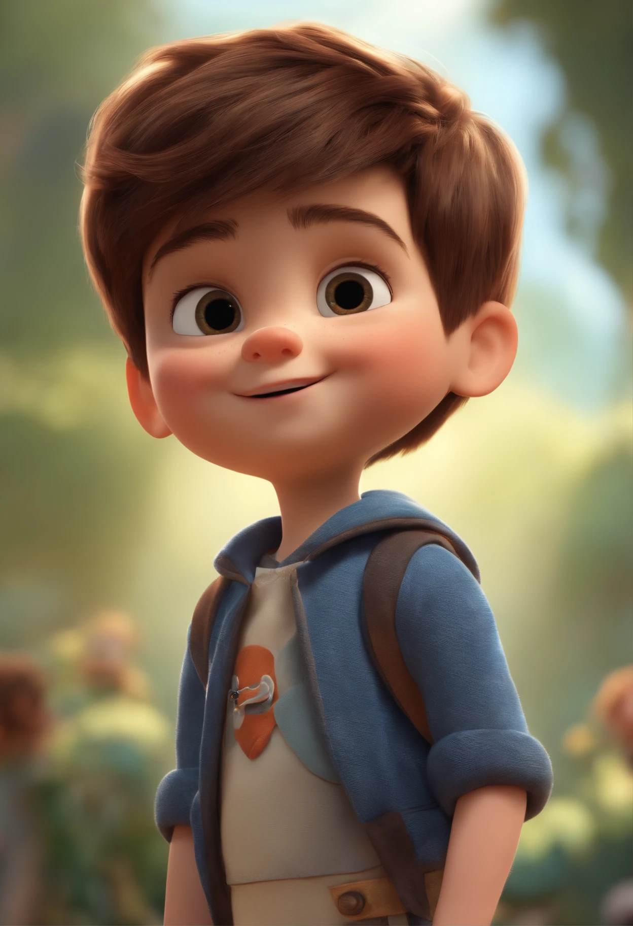a happy cute ??? standing short hair, vestindo uma fantasia espacial, , fundo branco, barnet, Tom, Estilo Pixar, ....3d, desenhos animados, rosto detalhado, asymmetrical 16k