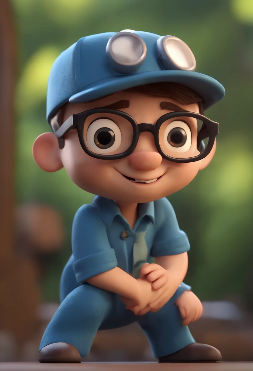 Cartoon character of a man wearing black glasses and a blue shirt, um personagem animado, Caractere estilizado, animation style rendering, 3D estilizado, Arnold Maya render, 3 d render stylized, toon render keyshot, Personagem 3D, Personagem 3D, 3d rendering stylized, 3 d character render, personagem de desenho animado, Personagem de close up, Pose de personagem, (Estilo Pixar) (master part:1.2) (Bokeh) (best quality) (pele detalhada) (textura detalhada) (8k) (argila) (Cinematic lighting) (foco nítido,Senta e vaza a parte superior do corpo