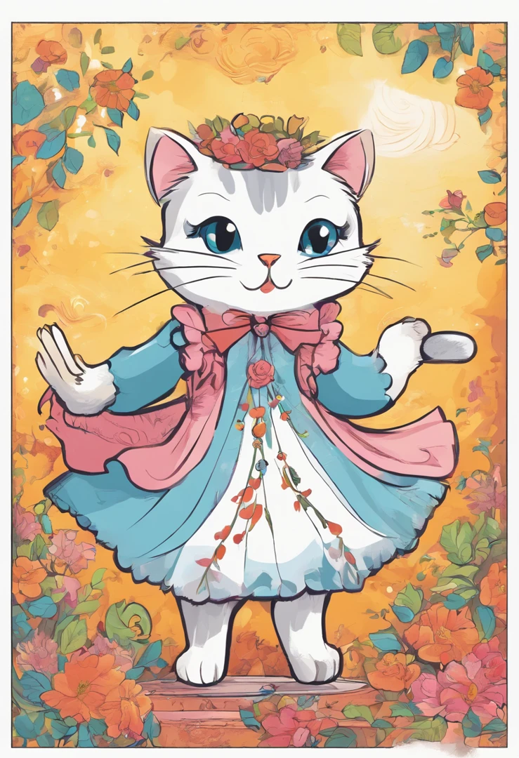 Bipedal cat in a dress、Not anthropomorphic、Parti、dance