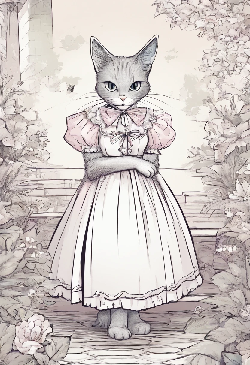 Bipedal cat in a dress、Not anthropomorphic、Parti、dance