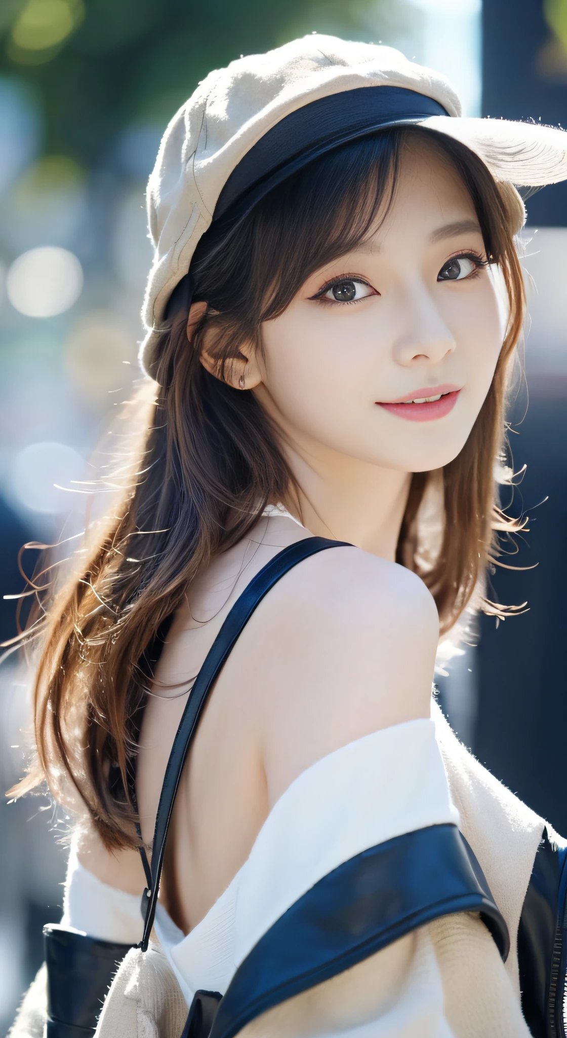 (32K,high-detail,high detal,hight resolution,highdensity,独奏,Lori:1.3),(Realistic people,Live action,A detailed eye,High resolution eyes,Fine eyes,Eyes that look like they are alive,beautiful dark blue eyes,Fishing eyes,Detailed lips,Crystal clear white skin,detailed realistic faces:1.3),(Japanese ido,Korean Idols,model in Japan,Korean models,Korean K-Pop Female Idol:1.2),(with a flushed face,natural make up,a necklace,piercings,Watches:1.4)(Beautiful Military Mode Fashion,Colorful skirt,Colorful tops with oversized silhouettes,Large coat,Leather boots,Hats,Mode-based beautiful casual:1.6),(well-shaped breasts:1.5),(Young but very beautiful Korean16 years old little girl,Cool eyes,little smiling,facing back,turned around,Looking at the camera,Fashion Leader,fashion modell,Soft skin,Unforgettable eyes,Her eyes are too beautiful,I want to go to Paris Collection......,Cutting-edge fashion:1.6),(showing your whole body,Show full-body fashion,Stylish blue glasses,Live performance venue,dancers:1.7)