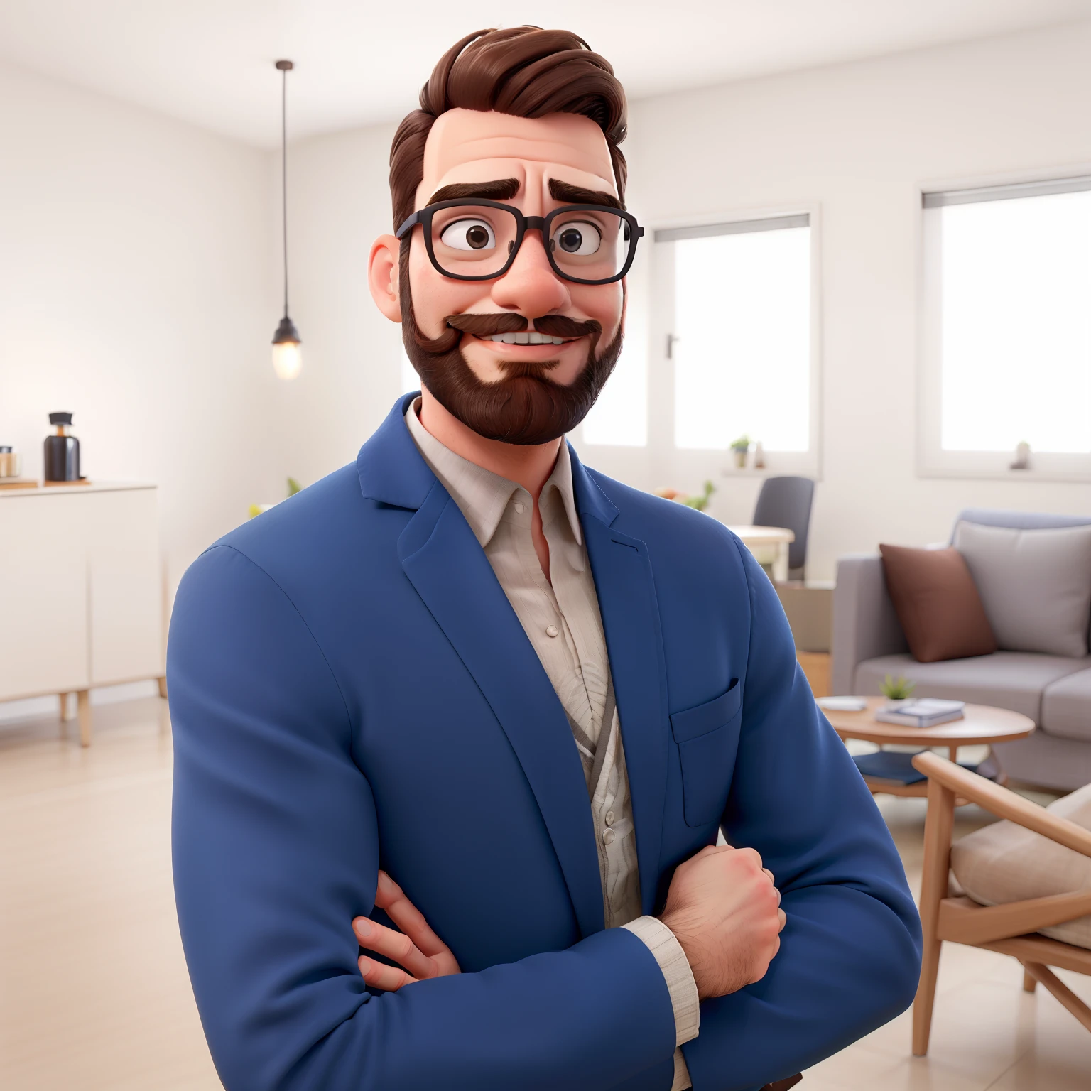 Homem de cabelo curto com barba usando terno e gravata