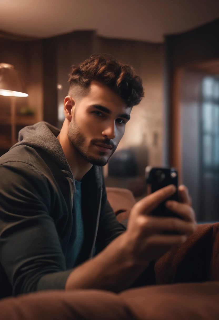 background change, natural man face, with short hair, taking a selfie, gaming stream room.