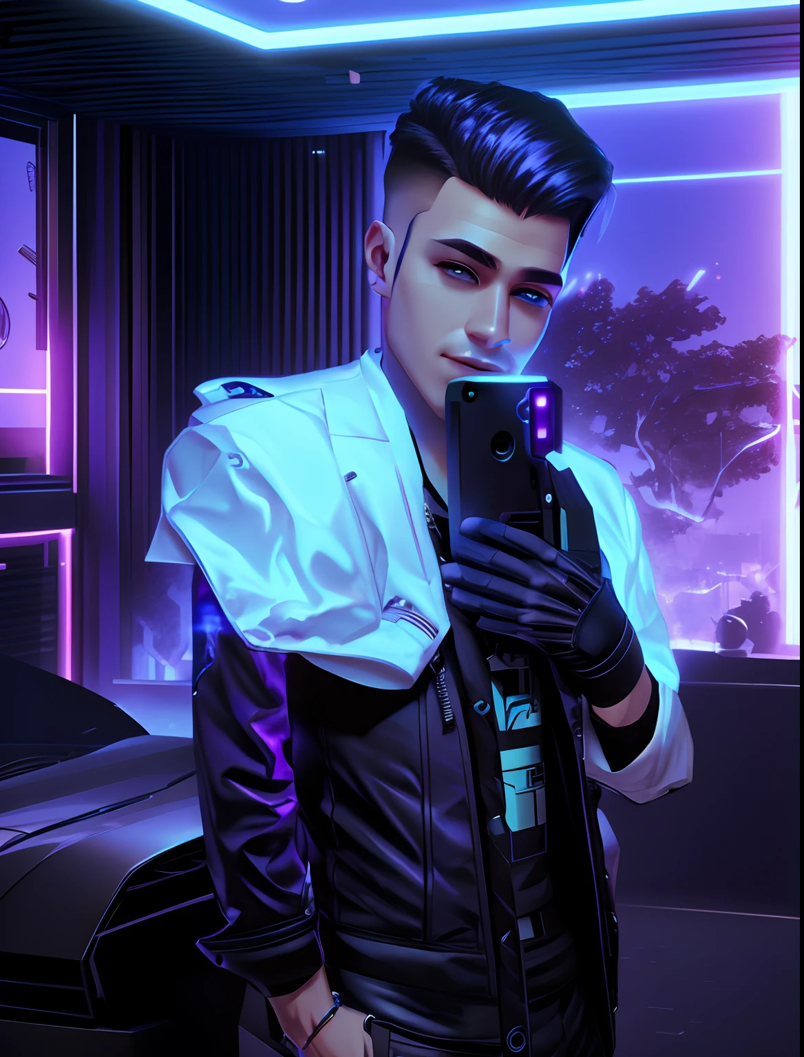 Change background cyberpunk handsome boy, realistic, face,8k, realistic