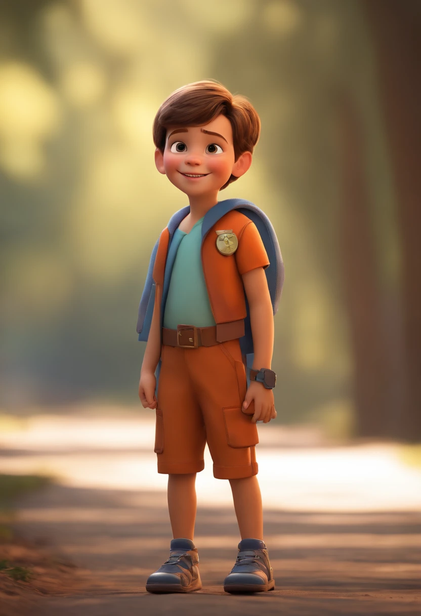 a happy cute standing short hair, vestindo uma fantasia espacial, , fundo branco, barnet, tom, Estilo Pixar, ..3d, desenhos animados, rosto detalhado, asymmetrical 16k