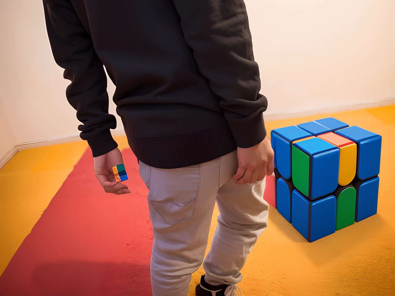 There's a man and a girl holding a Rubik's cube, edu souza, inspired by Ernő Rubik, Directed by: Samuel Silva, fotografia, Directed by: David Ruby, A Rubik's Cube, Directed by: Ramon Silva, Directed by: Juan O'Gorman, Capturado no iPhone, with a kid, papai, Chibi, Directed by: Alejandro Obregon