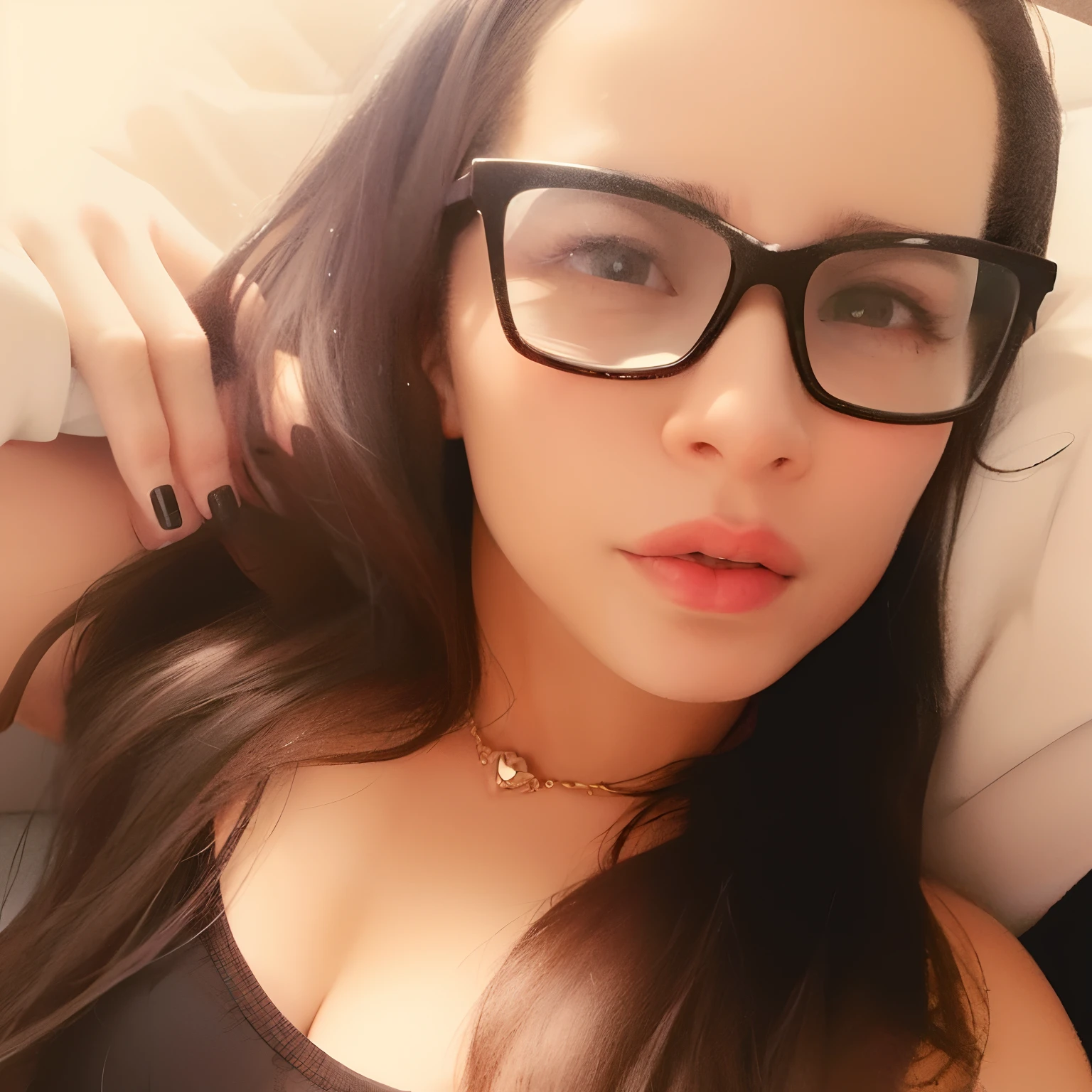 There's a woman with glasses lying on a bed, 2 8 anos, 3 2 anos, 38 anos, 2 7 anos, 3 6 anos, 2 9 anos, Mulher de 30 anos, 3 0 anos de idade mulher, na minha cama, 2 3 anos, With eye Glasses, Ayahausca, 3 5 anos