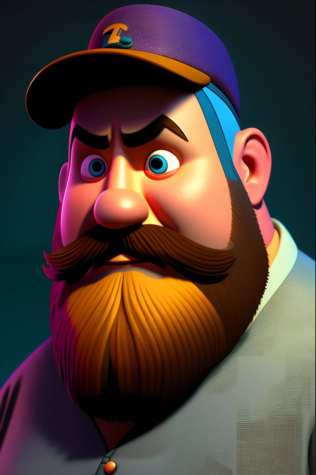 personagem de desenho animado de um homem com um bigode e uma camisa, pixar retrato 8 k foto, Pixar's Renderman rendering, Como um personagem da Pixar, renderizar na pixar, Personagem de close up, Representado como um personagem da Pixar, personagem pixar, Renderman da Pixar, Arnold Maya render, Personagem ideal da Pixar, animado ainda, animation character, animated film, close - retrato facial de cima