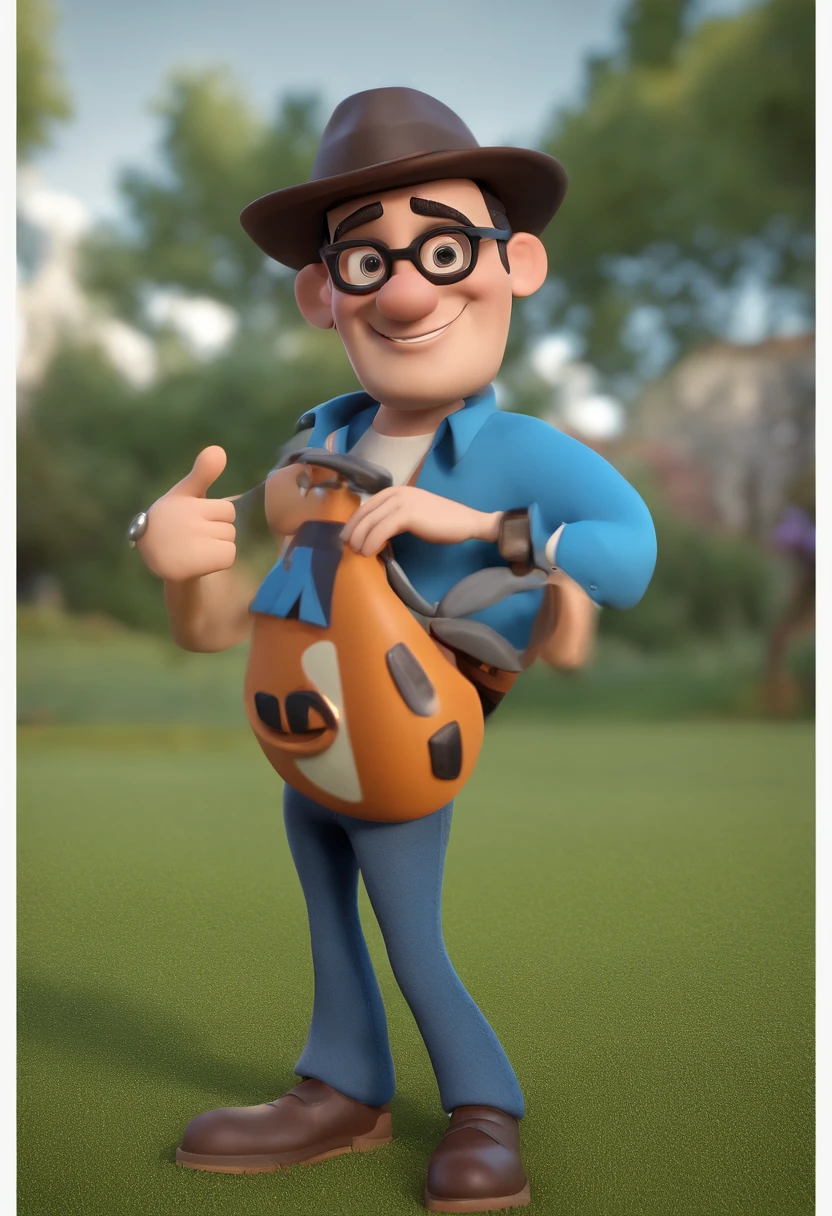 Cartoon character of a man with black glasses and a blue shirt, animation character, Caractere estilizado, animation style rendering, 3D estilizado, Arnold Maya render, 3 d render stylized, toon render keyshot, Personagem 3D, Personagem 3D, 3d rendering stylized, 3 d character render, personagem de desenho animado, Personagem de close up, Pose de personagem,  (Estilo Pixar) (master part:1.2) (Bokeh) (best quality) (pele detalhada) (textura detalhada) (8k) (argila) (Cinematic lighting) (foco nítido