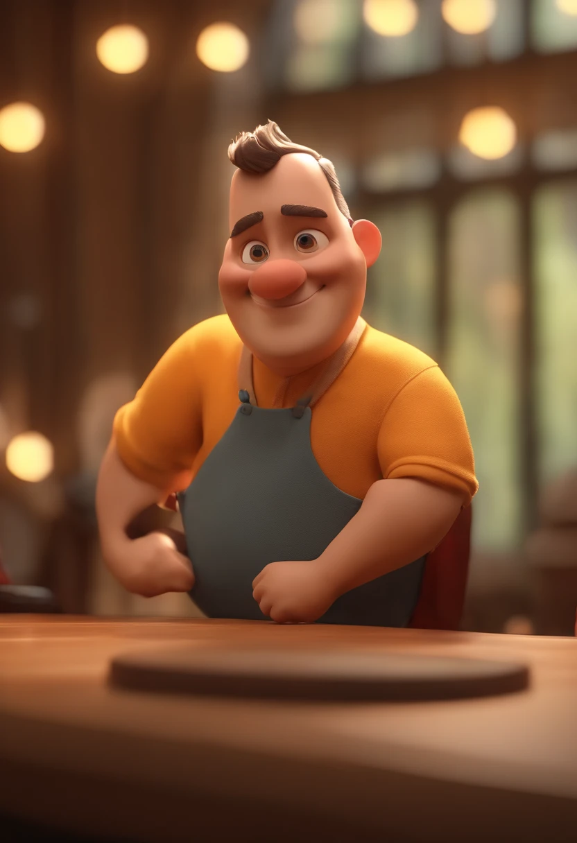 Personagem de desenho animado de um homem usando  uma camisa escrita grupo wal, um personagem animado, Caractere estilizado, animation style rendering, 3D estilizado, Arnold Maya render, 3 d render stylized, toon render keyshot, Personagem 3D, Personagem 3D, 3d rendering stylized, 3 d character render, personagem de desenho animado, Personagem de close up, Pose de personagem, (Estilo Pixar) (master part:1.2) (Bokeh) (best quality) (pele detalhada) (textura detalhada) (8k) (argila) (Cinematic lighting) (foco nítido，Senta e vaza a parte superior do corpo