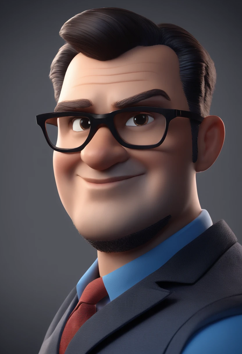 Cartoon character of a man with black glasses and a blue shirt, animation character, Caractere estilizado, animation style rendering, 3D estilizado, Arnold Maya render, 3 d render stylized, toon render keyshot, Personagem 3D, Personagem 3D, 3d rendering stylized, 3 d character render, personagem de desenho animado, Personagem de close up, Pose de personagem,  (Estilo Pixar) (master part:1.2) (Bokeh) (best quality) (pele detalhada) (textura detalhada) (8k) (argila) (Cinematic lighting) (foco nítido