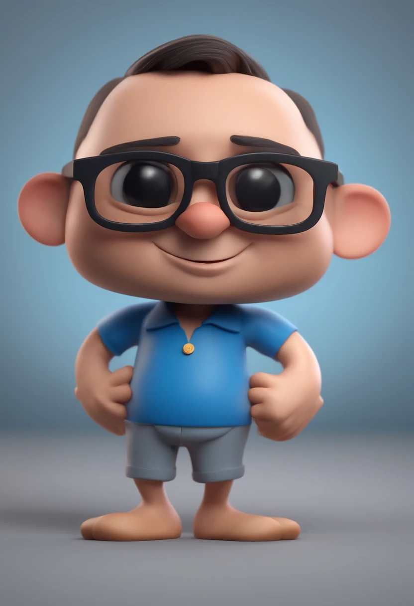 Cartoon character of a man with black glasses and a blue shirt, animation character, Caractere estilizado, animation style rendering, 3D estilizado, Arnold Maya render, 3 d render stylized, toon render keyshot, Personagem 3D, Personagem 3D, 3d rendering stylized, 3 d character render, personagem de desenho animado, Personagem de close up, Pose de personagem, (Estilo Pixar) (master part:1.2) (Bokeh) (best quality) (pele detalhada) (textura detalhada) (8k) (argila) (Cinematic lighting) (foco nítido