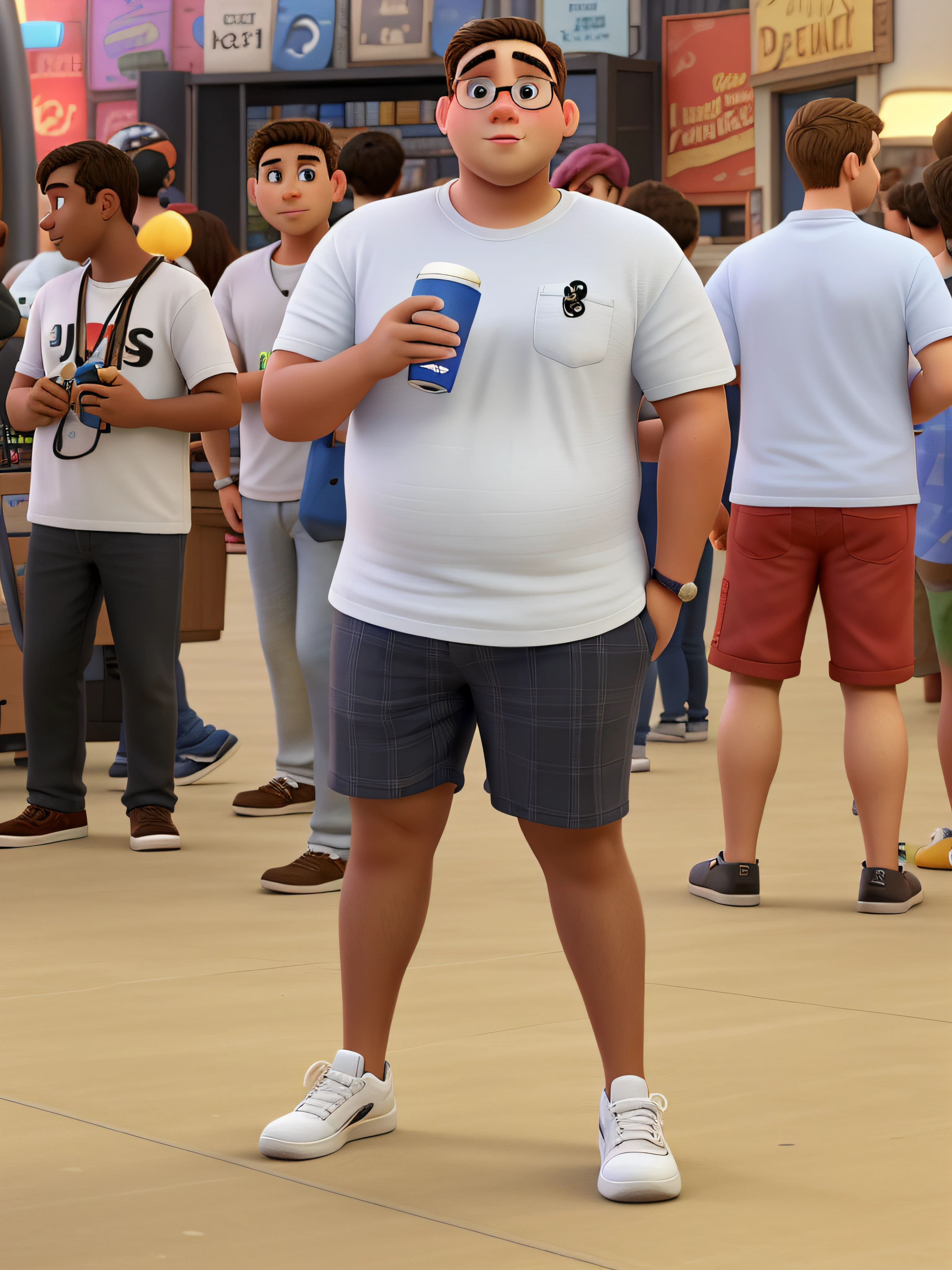Young man more or less chubby as in hand pixar movie and written "DJ VITS