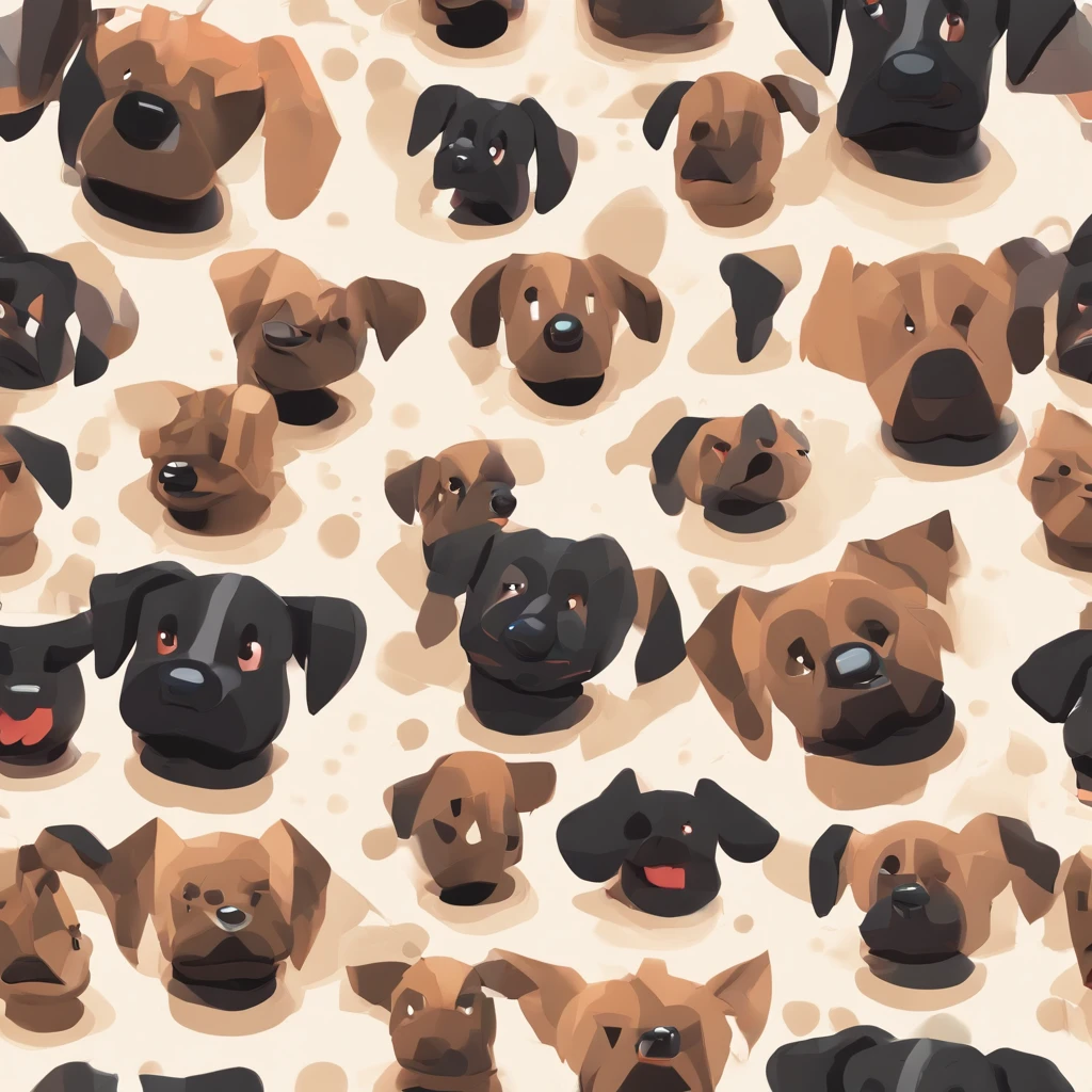 Cute and black dog head.