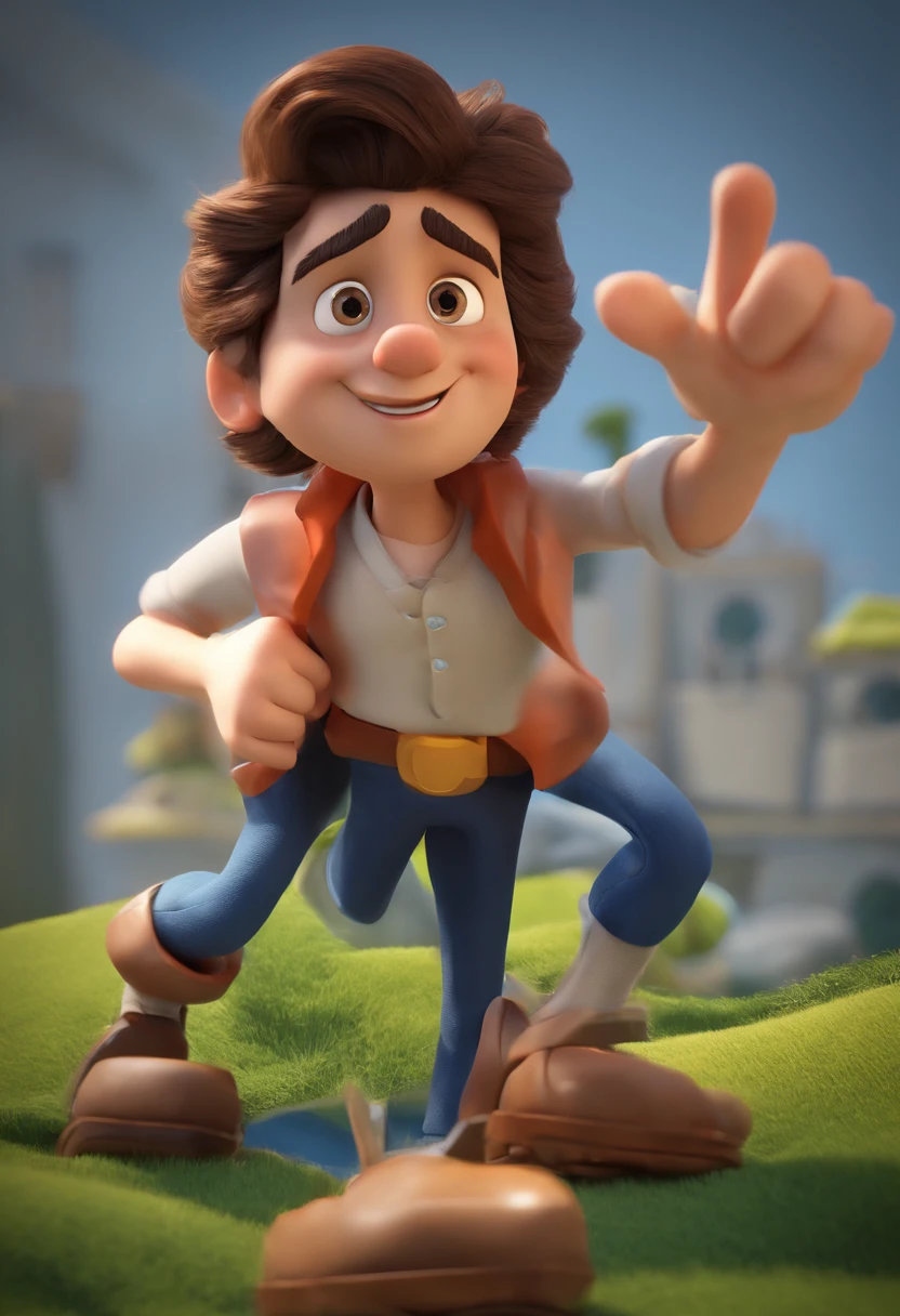 Personagem de desenho animado de um homem usando uma camisa preta, um personagem animado, Caractere estilizado, animation style rendering, 3D estilizado, Arnold Maya render, 3 d render stylized, toon render keyshot, Personagem 3D, Personagem 3D, 3d rendering stylized, 3 d character render, personagem de desenho animado, Personagem de close up, Pose de personagem, (Estilo Pixar) (master part:1.2) (Bokeh) (best quality) (pele detalhada) (textura detalhada) (8k) (argila) (Cinematic lighting) (foco nítido,Senta e vaza a parte superior do corpo