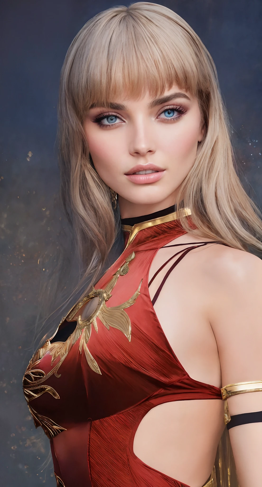 hotporn, instagram, mid shot photo of [Lily Donaldson|laurabailey] as [QuantumASMR|Celine Farach], egirl makeup dark fantasy background, charming smirking by Martin Deschambault and Robert McGinnis ultra realistic highly detailed intricate photorealistic analog style photograph sharp focus on eyes, cinematic lighting