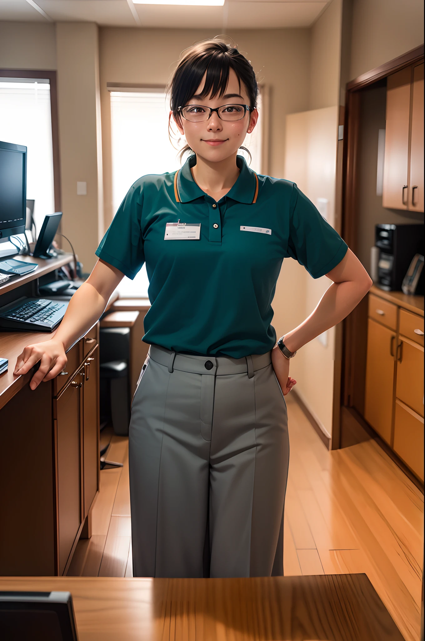 Create a Photo of a Job Vacancy for a Family-Owned Inn Front Desk Attendant