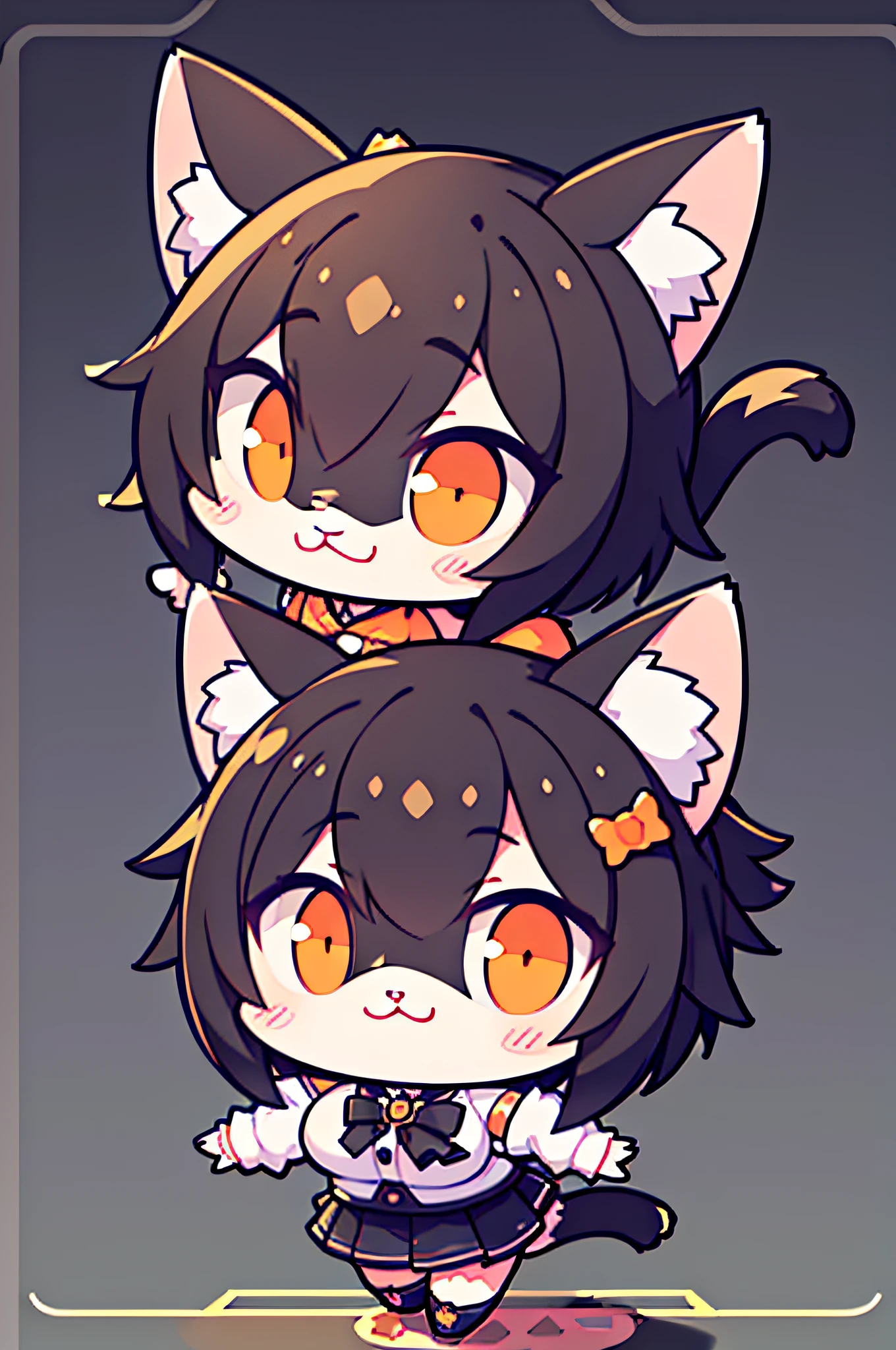 Little Cute Isometric Cat Emoji, Tuxedo Jack, Calico cat, hairy pubic,Cute big breasts, Pet Shop Background, Soft and muted colors, 3D Icon Clay Rendering, spring: 120 mm, 3D Blender Rendering, trending on polycount, Modular constructivism, Orange background, physically-based renderingt, The middle kitten raised her hand
