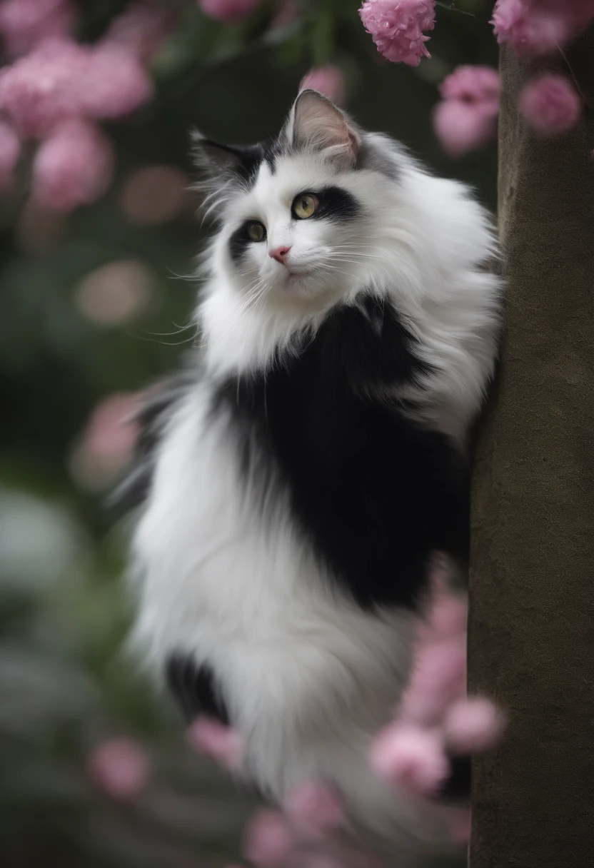 catss。black-and-white。Zura。Tail black。Tail tip white。Nose pink。