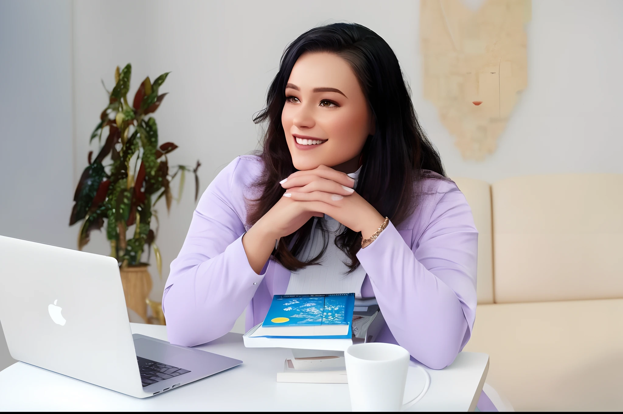 pixarstyle a waist-length portrait of a young woman in a office shirt, smile, office, natural skin texture, 4k textures, hdr, intricate, highly detailed, sharp focus, cinematic look, hyperdetailed