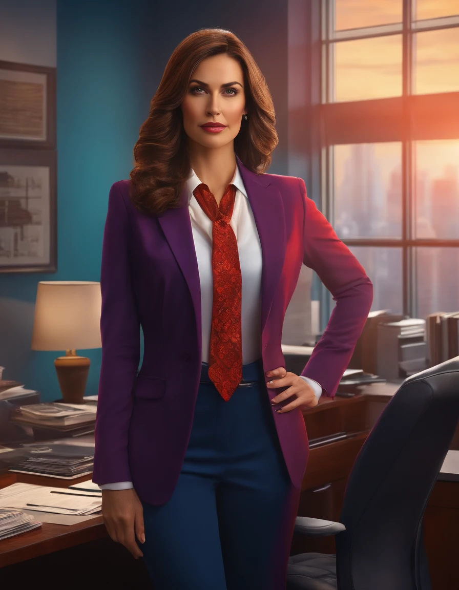 Nicole Kidman wearing colorful suit and tie and smiling