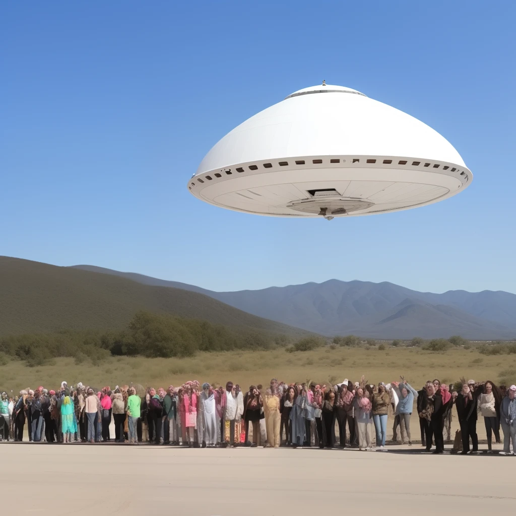 UFO taking away a standing bunch