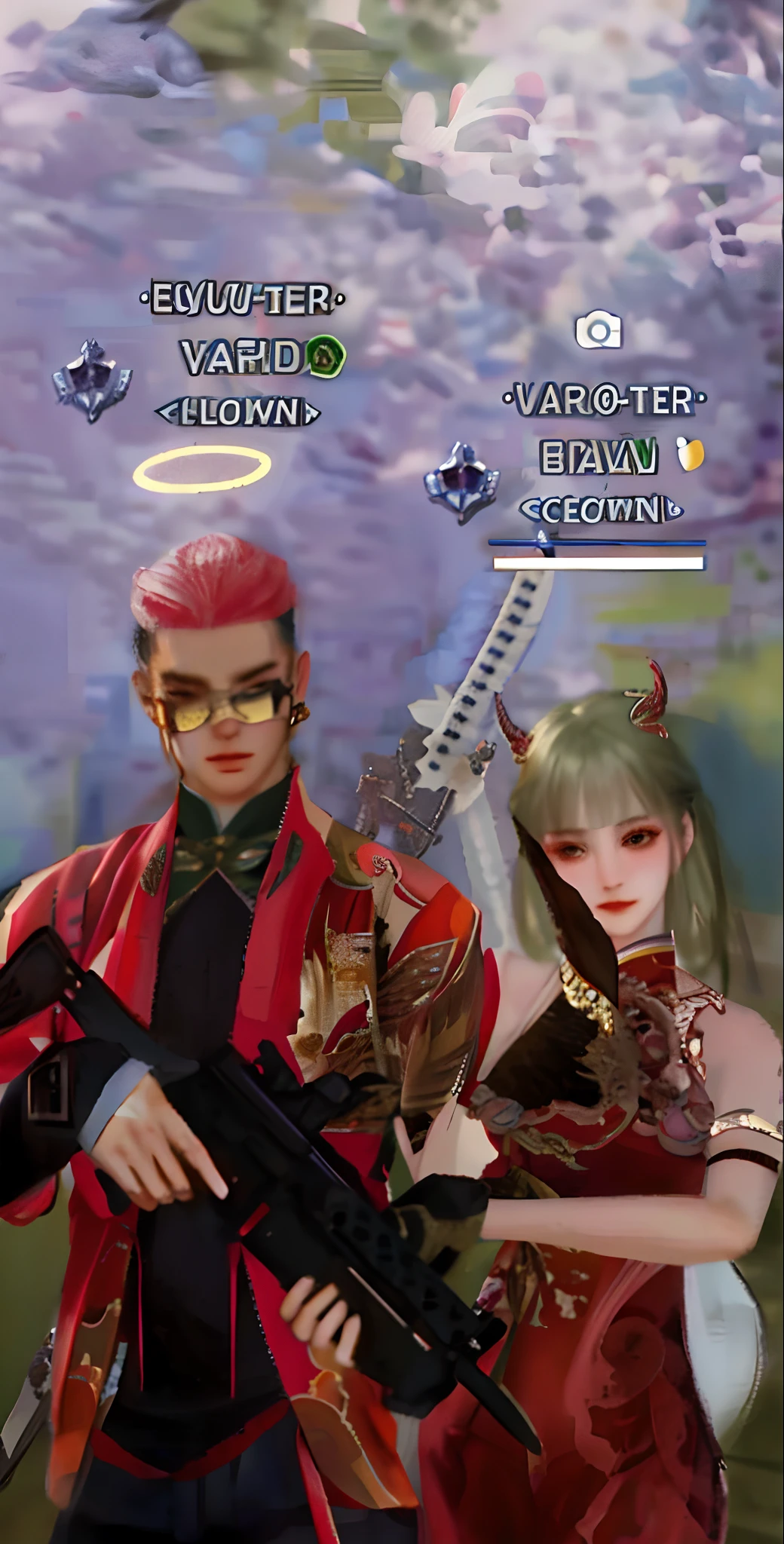 They wear traditional Chinese clothing,posed for photo, Ruan Jia and Artgerm, Guviz-style artwork, WLOP and Sakimichan, ross tran and bayard wu, wlop and ross thran, Artgerm and Ruan Jia, loish and ross tran, trending on cgstation, Guviz,Brunette woman vs. white-haired man