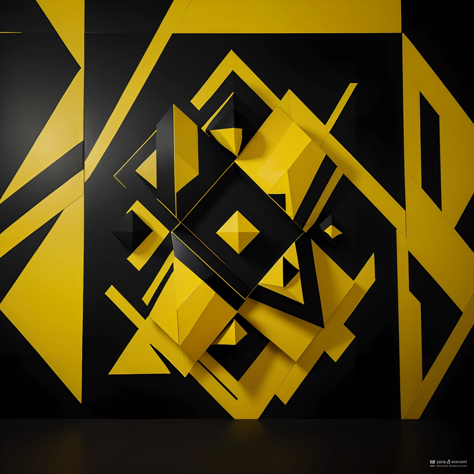 black and yellow geometric shapes, fullpage poster, abstract style , painting