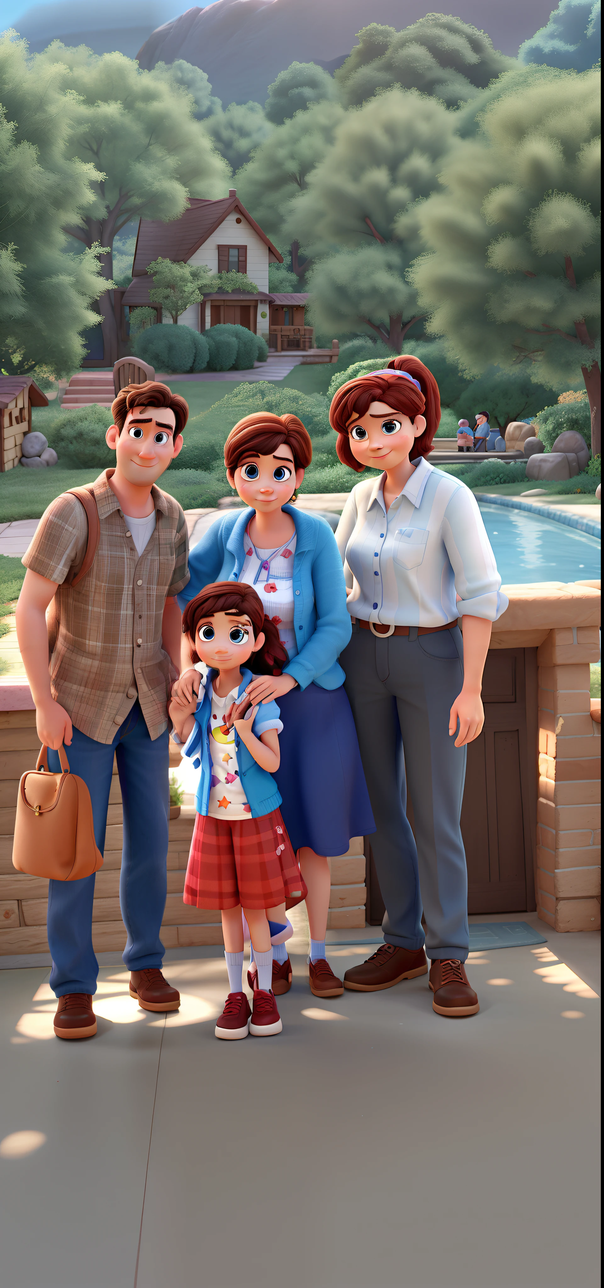 Pixar-style family made up of the Father, mother and two daughters