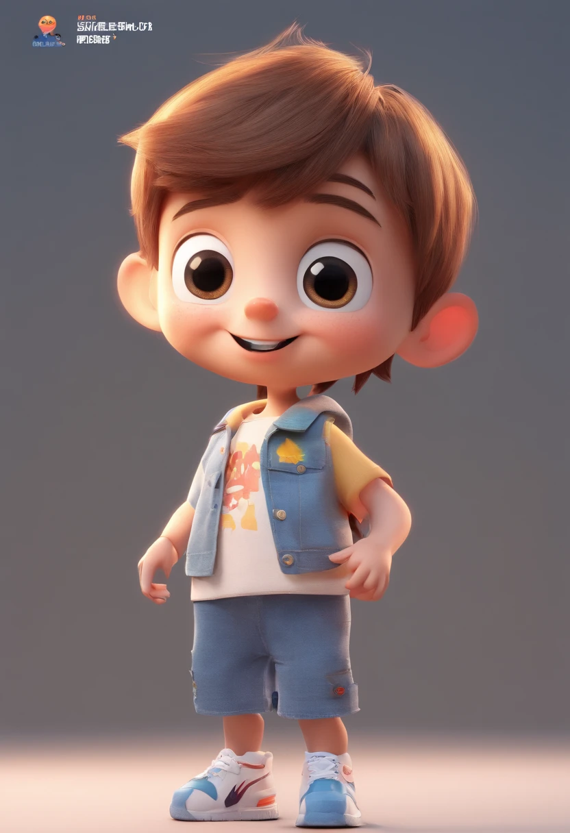 a happy cute ??? standing short hair, vestindo uma fantasia espacial, , fundo branco, barnet, Tom, Estilo Pixar, ....3d, desenhos animados, rosto detalhado, asymmetrical 16k