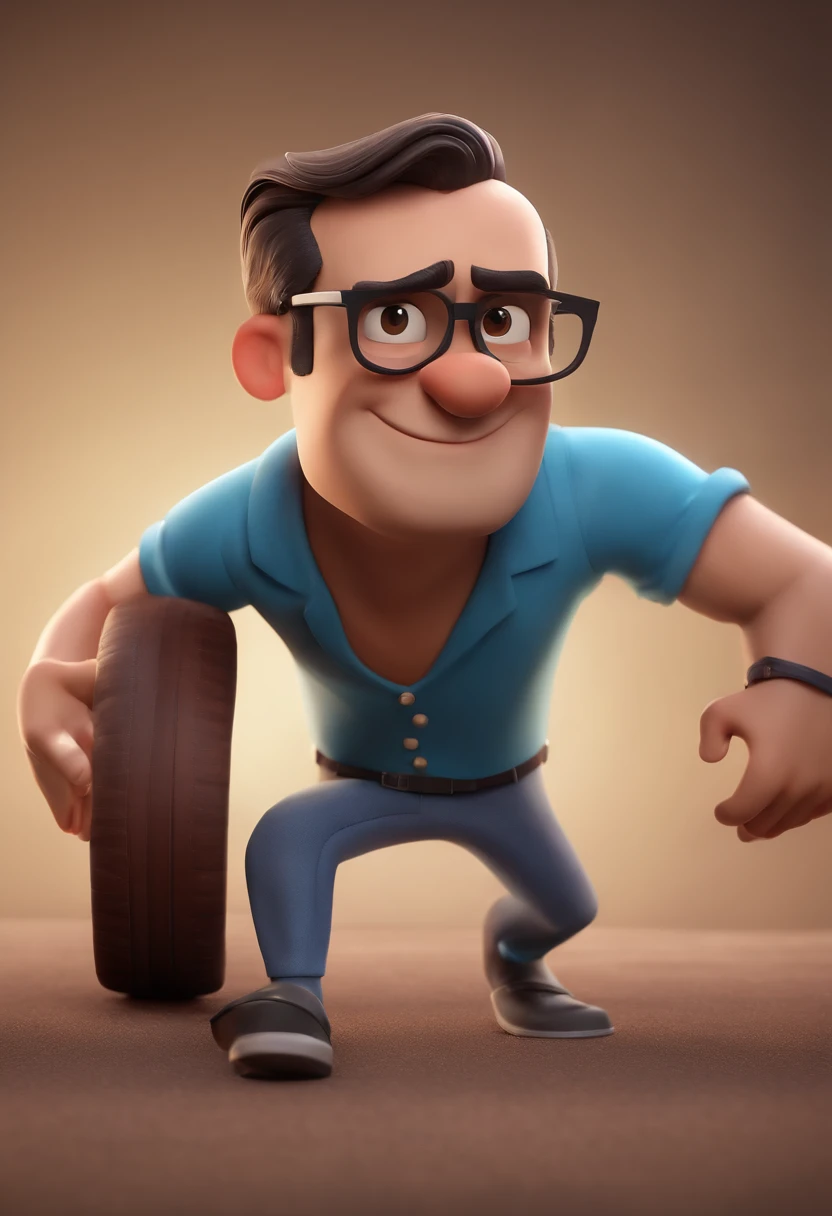 Cartoon character of a man wearing black glasses and a blue shirt, um personagem animado, Caractere estilizado, animation style rendering, 3D estilizado, Arnold Maya render, 3 d render stylized, toon render keyshot, Personagem 3D, Personagem 3D, 3d rendering stylized, 3 d character render, personagem de desenho animado, Personagem de close up, Pose de personagem, (Estilo Pixar) (master part:1.2) (Bokeh) (best quality) (pele detalhada) (textura detalhada) (8k) (argila) (Cinematic lighting) (foco nítido,Senta e vaza a parte superior do corpo