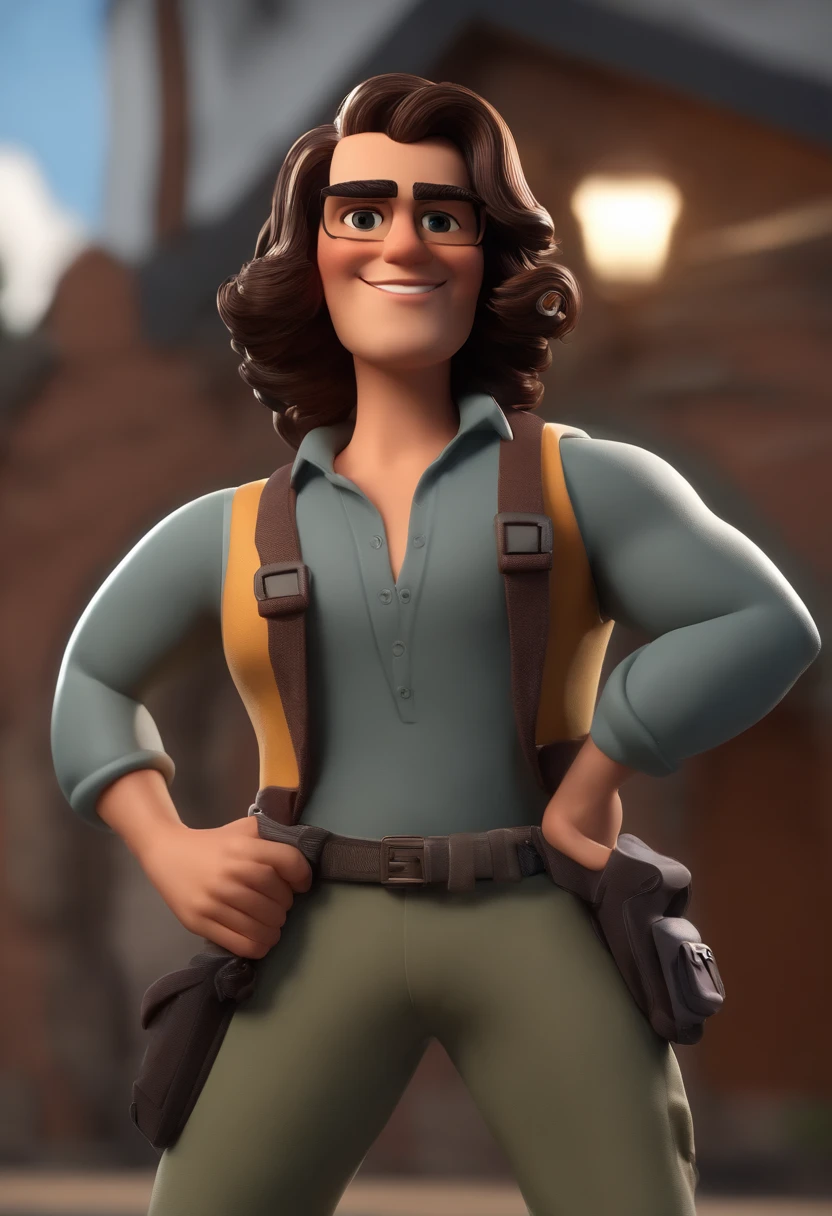 Personagem dos desenhos animados de um homem cabelo crespo preto escuro e uma camisa branca, cargo pants. animation character, Caractere estilizado, animation style rendering, 3D estilizado, Arnold Maya render, 3 d render stylized, toon render keyshot, Personagem 3D, Personagem 3D, 3d rendering stylized, 3 d character render, personagem de desenho animado, Personagem de close up, Pose de personagem, (Estilo Pixar) (master part:1.2) (Bokeh) (best quality) (pele detalhada) (textura detalhada) (8k) (argila) (Cinematic lighting) (foco nítido