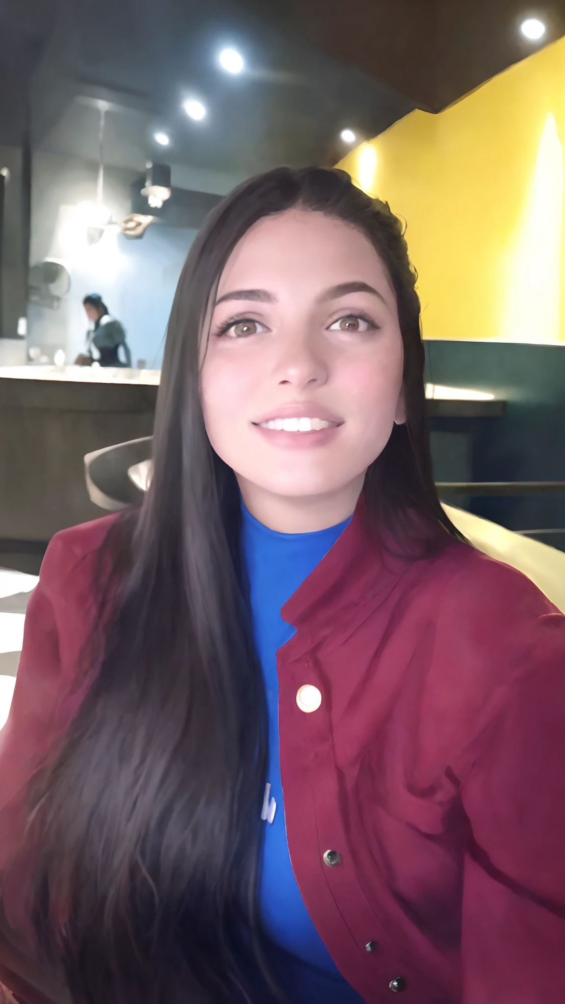 mulher arafed sentada em uma mesa com um prato de comida, Alanis Guillen, Lorena Avarez, by Amelia Peláez, Estefania Villegas Burgos, julia fuentes, foto de perfil headshot, Valentina Embaralhamento, cerca de 20 yo, imagem do avatar, Karla Ortiz, Directed by: Juan O'Gorman, estudante, imagem de perfil