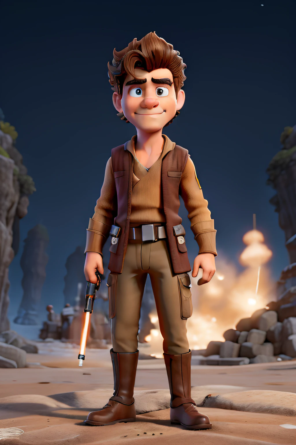 Um homem de cabelo ondulado estilo star wars alta qualidade, melhor qualidade