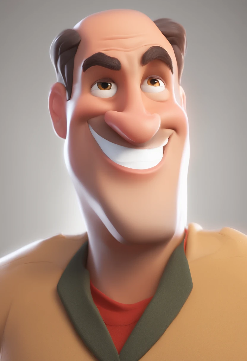 Smiling Man Illustration, sorriso insano, Homem de pele marrom com um sorriso gigante, happily smiling at the camera, sorriso atrevido, he's smiling, sorriso muito grande, Macho sorridente, foto de perfil headshot, rindo sorriso enorme, desenhando no estilo de Arte 3D, c4d, fundo de cor branco puro, estilo disney, estilo pixar render ilustracao Super Detalhe, 8k