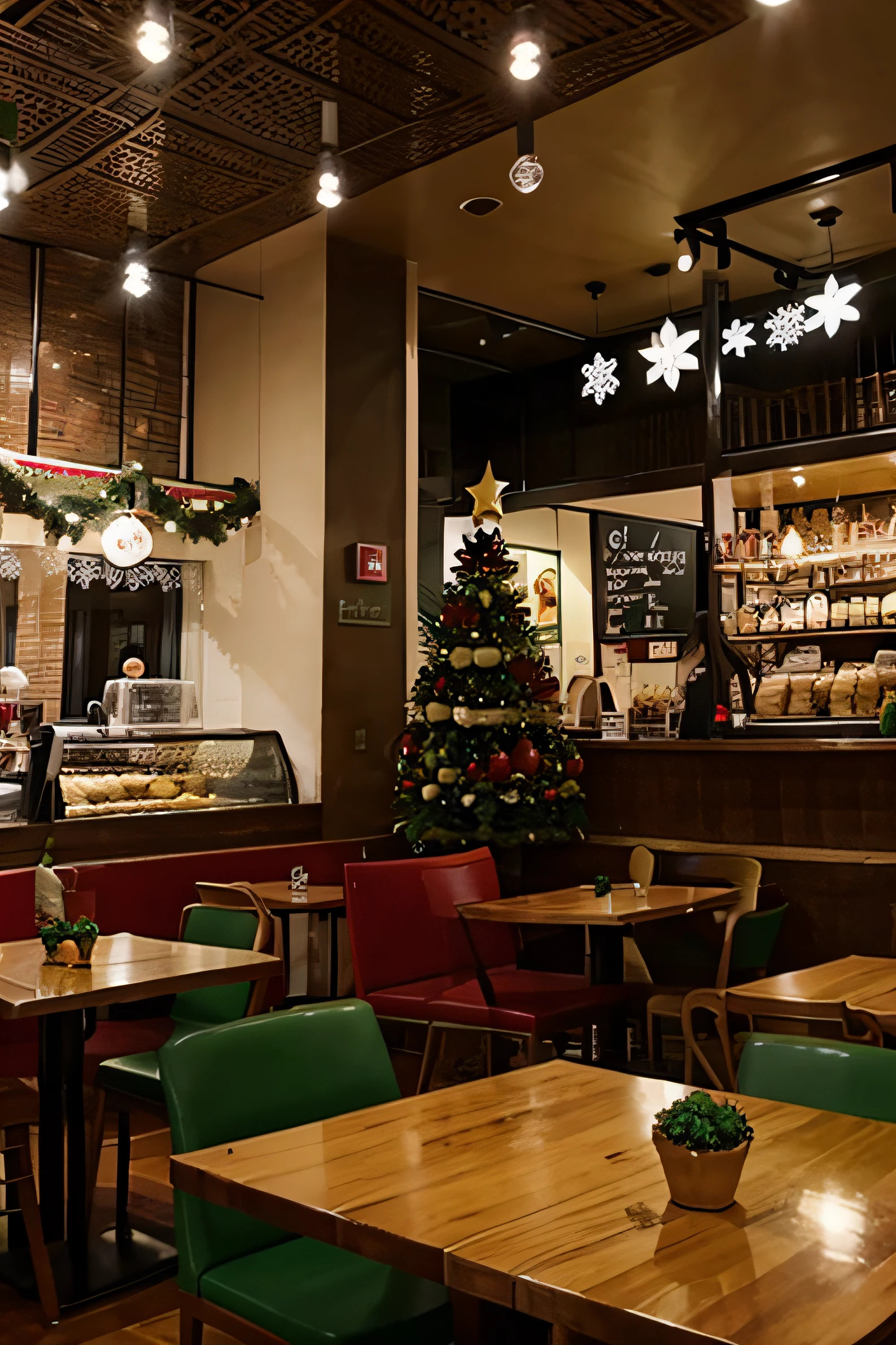 brazilian cafe with christmas decoration