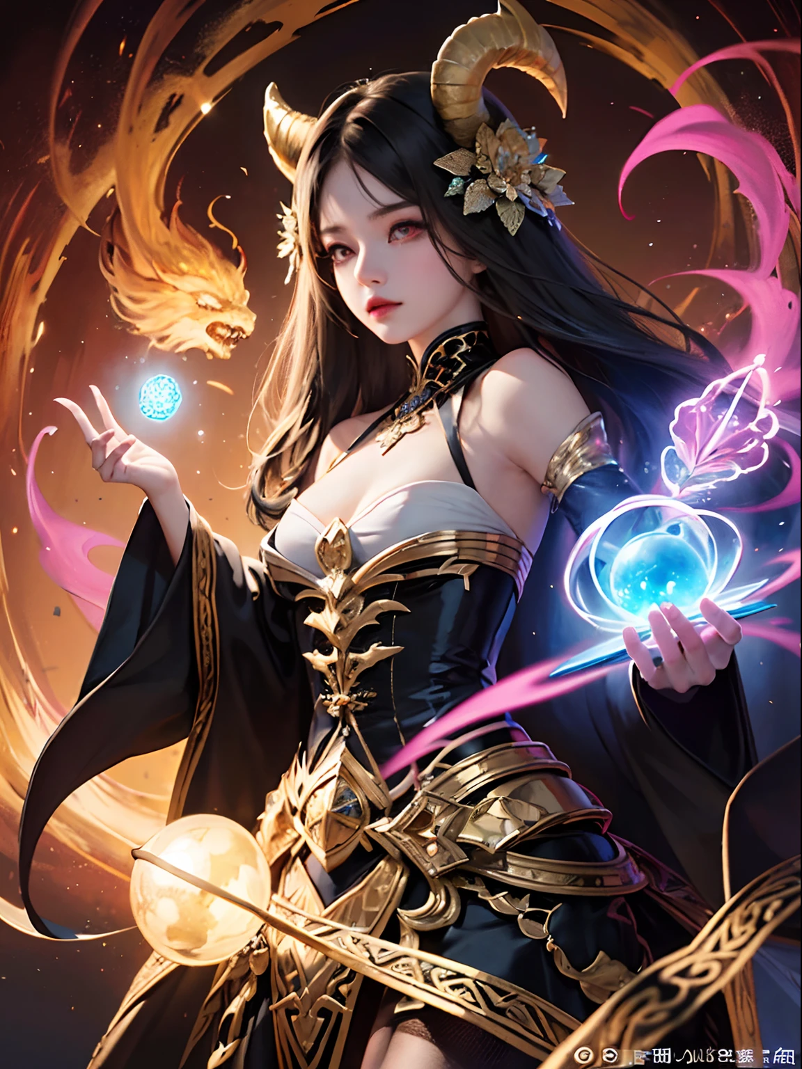 一人のlikeく非常に美しい女性、Beautiful Face、Ideal proportions、Big Breasts(Big Breasts:1.1)、Powerful sorceress、Legendary magician、like々Beautiful appearance、SF、Fantasy、A fusion of advanced technology and magic、Future and Tradition、Stylish clothing that combines tradition and innovation、Cast powerful spells and enchantments。 (highest quality、4k、8k、High resolution、masterpiece:1.2)、Super detailed、(Real、Photorealistic、Photorealistic:1.37)、HDR、UHD、Professional Lighting、Bright colors、Sharp focus、Breathtaking scenic backdrop、Magical Aura、Glowing energy、Captivating Sparks、Swirling particles、High-tech magic wand、Glowing Rune、Intense visual effects、Otherworldly atmosphere、Ethereal beauty、mynatalee woman、cr1r3、natural breasts、Pasties