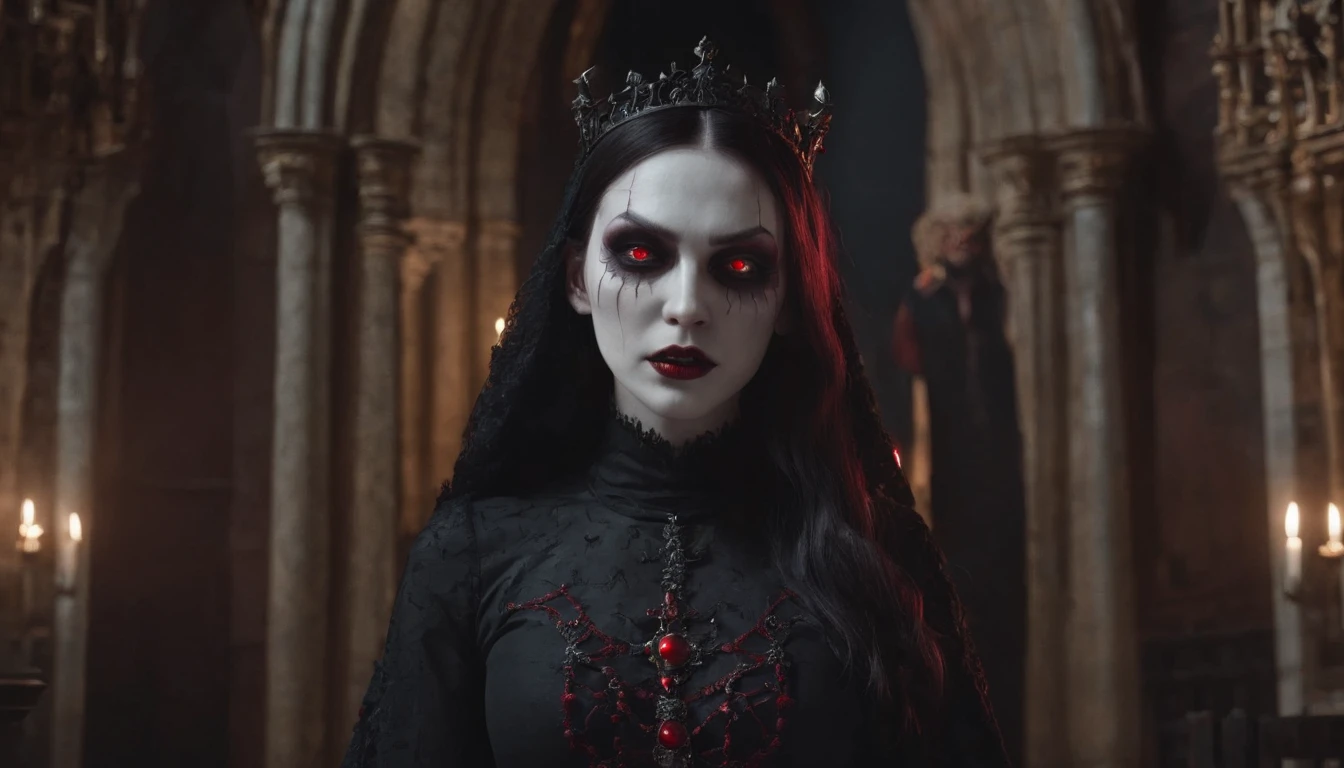 masterpiece, best quality, high quality, extremely detailed CG unity 8k wallpaper, portrait of a pagan goddess, antichrist, doomsday, holy, award winning photography, Photorealistic,extremely detailed, trending on artstation, trending on CGsociety, Intricate, High Detail, dramatic, art by midjourney, blood on face, evil smile, horror art, dread