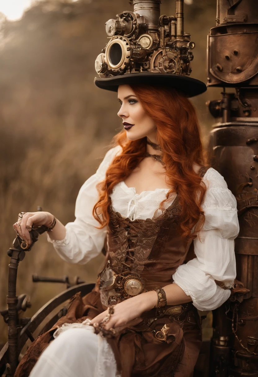 girl,redheadwear,long whitr hair,long skirt