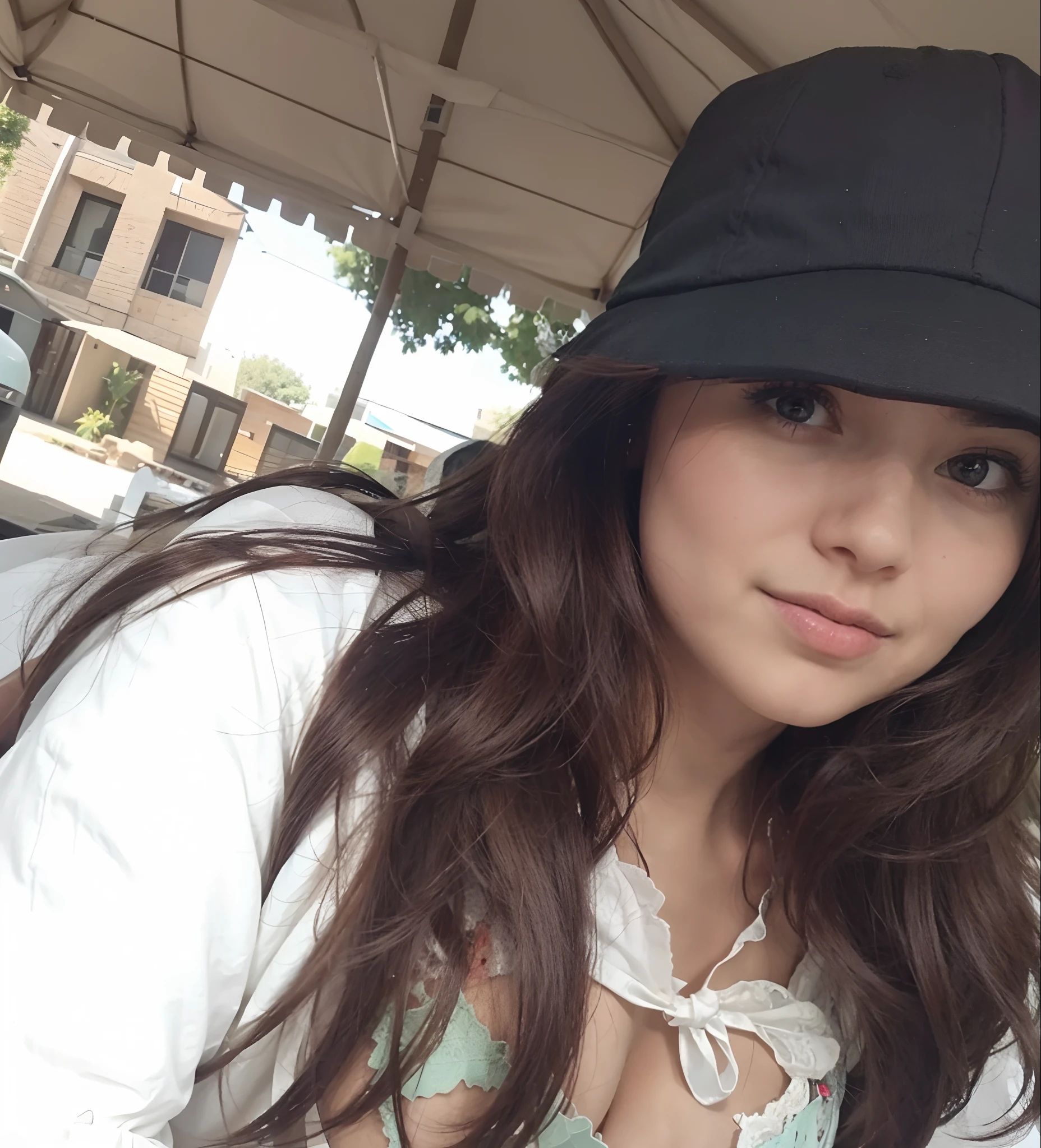 Showing her necked boobs